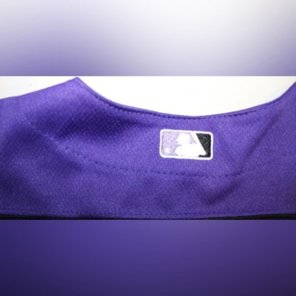 MLB Baseball Colorado Rockies #38 Jersey Sz: 54 Majestic CoolBase Black Purple - Picture 5 of 5